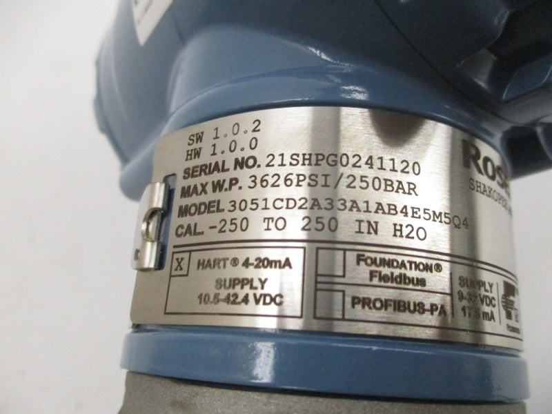 ROSEMOUNT 3051CD2A33A1AB4E5M5Q4 10.5-42.4VDC 3626PSI NSMP