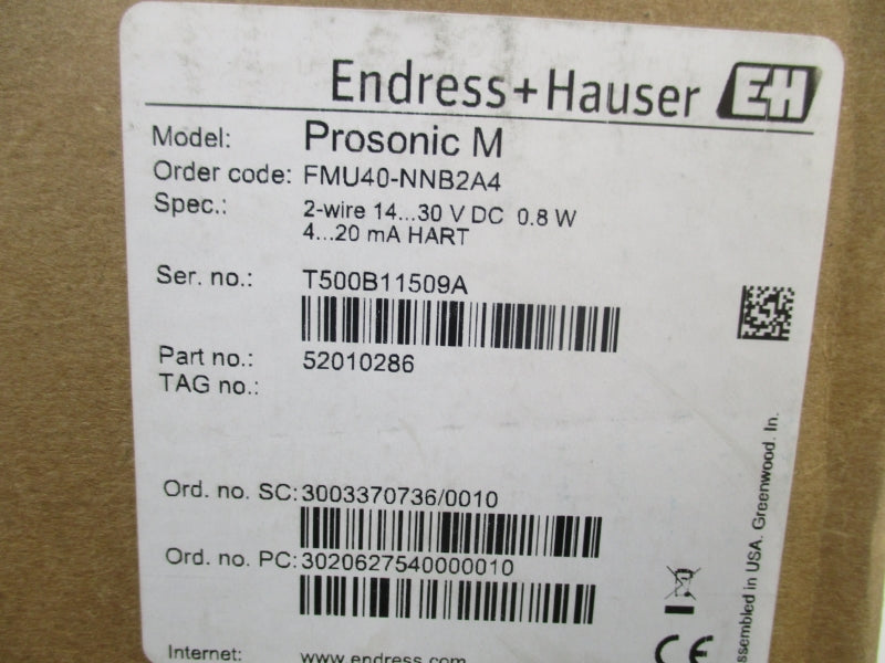 ENDRESS+HAUSER FMU40-NNB2A4 30VDC NSFS
