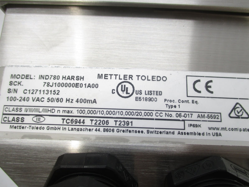 METTLER TOLEDO 78J100000E01A00 IND780HARSH 100-240VAC NSMP