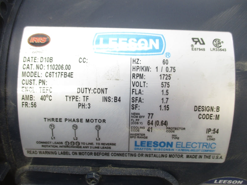 LEESON 110206.00 C6T17FB4E 575V 1.5A NSMP