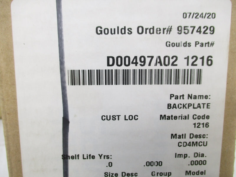 GOULDS PUMPS D00497A021216 NSMP