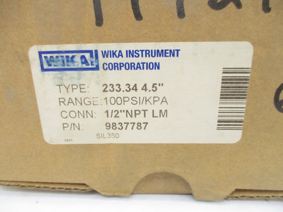 WIKA 9837787 233.34 4.5" 0-100PSI NSMP