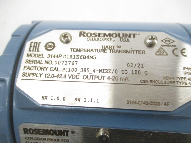 ROSEMOUNT 3144PD1A1K6B4M5 12.0-42.4VDC NSMP