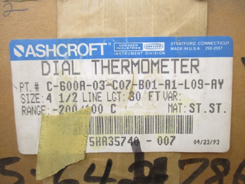 ASHCROFT C-600A-03-C07-B01-A1-L09-AY -200-100C 4 1/2"  NSMP