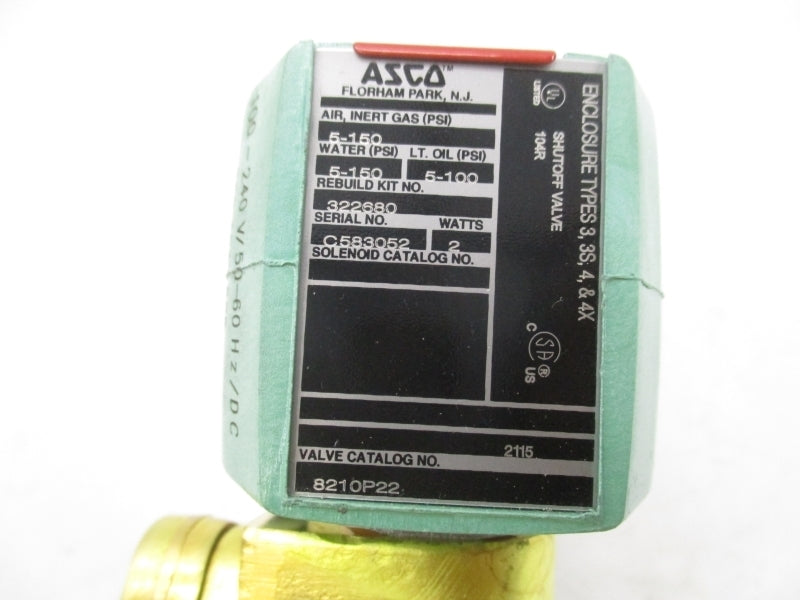 ASCO 8210P22 100-240V 5-150PSI NSMP