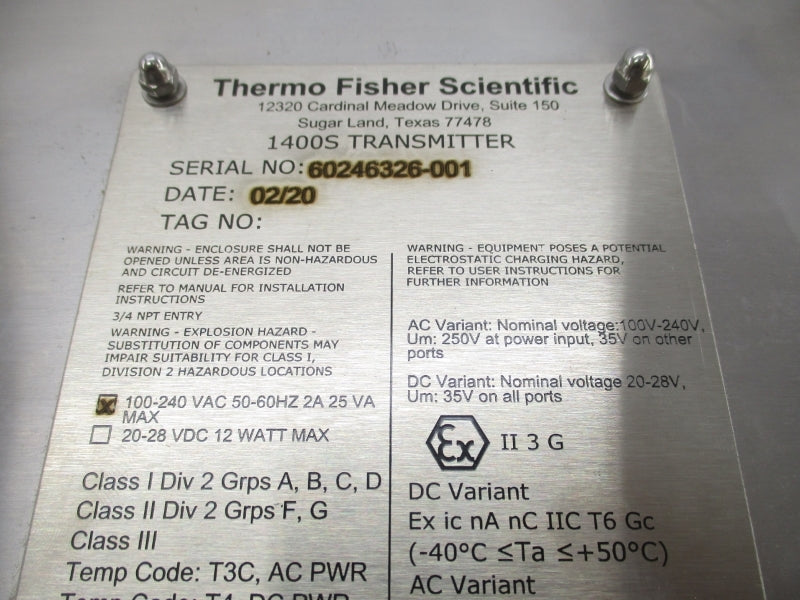THERMO FISHER SCIENTIFIC 1400S 100-240VAC 2A NSMP