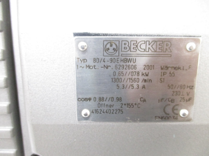 BECKER 80/4-90EHBWU 6292606 230V 5.3A UNMP