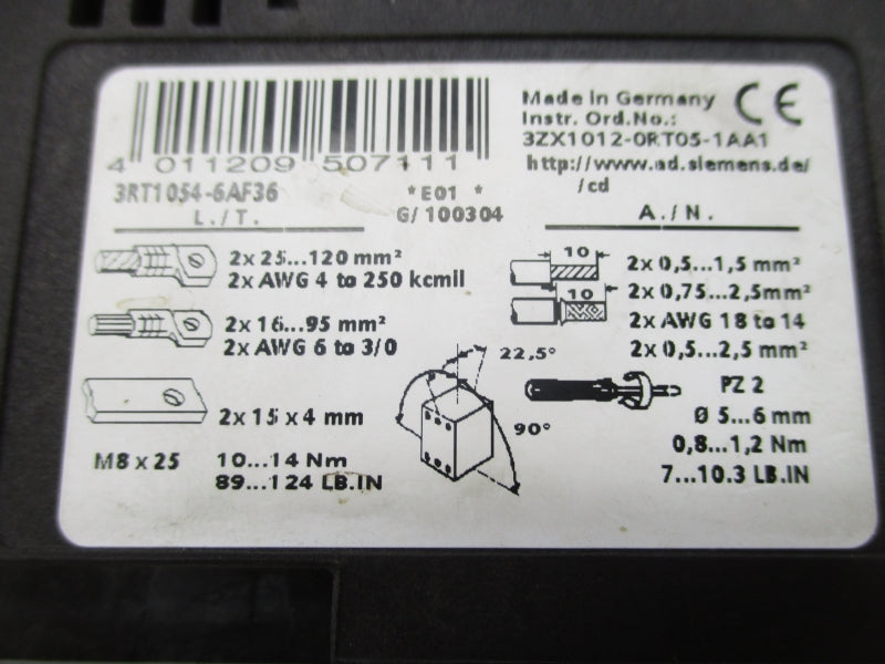 SIEMENS 3RT1054-6AF36 227V UNMP