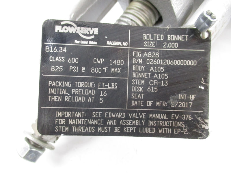 FLOWSERVE B16.34 825PSI 2.00 UNMP