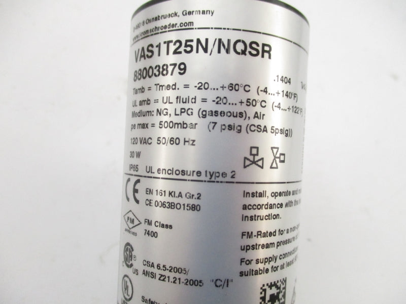 KROM SCHRODER VAS1T25N/NQSR 88003879 120VAC 7PSI -20-60'C NSMP