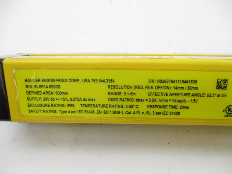 BANNER ENGINEERING SLSR14-600Q8 24VDC 0.275A NSNP