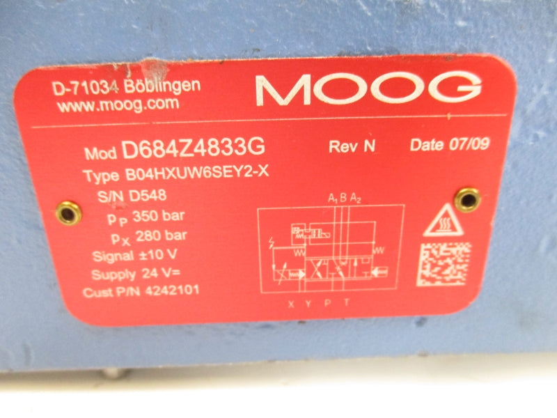 MOOG D684Z4833G B04HXUW6SEY2-X 24VDC NSMP