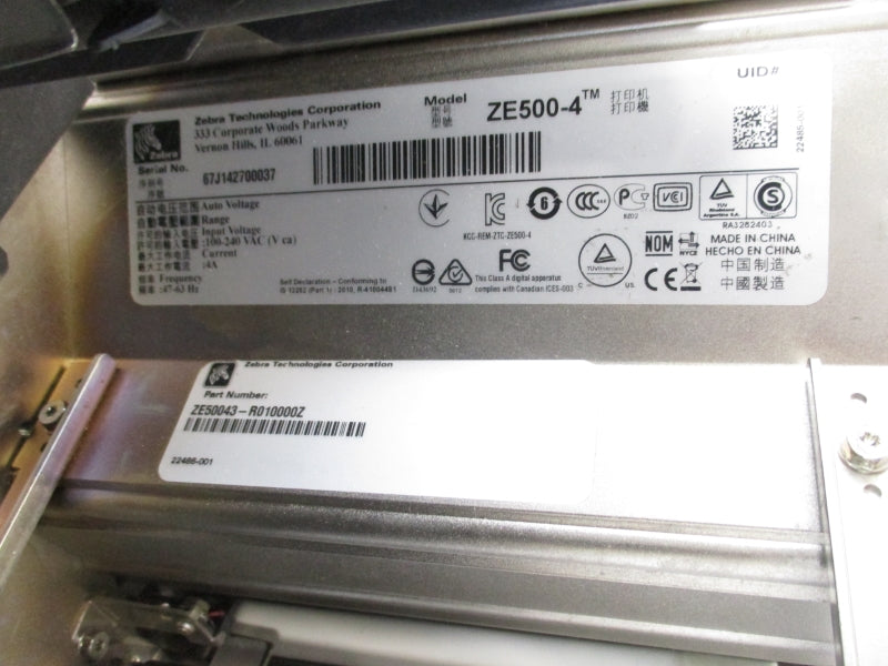 ZEBRA ZE500 ZE50043-R010000Z 100-240VAC 4A UNMP
