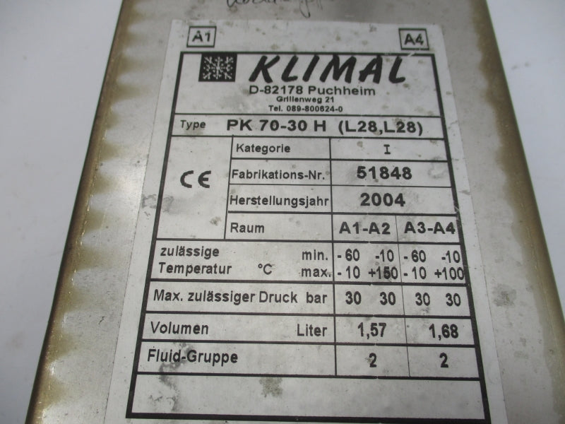 KLIMAL PK70-30H(L28,L28) 51848 UNMP-10-150'C