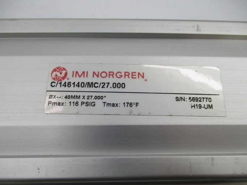 NORGREN C/146140/MC/27.000 H19-UM 116PSI 176'F 40MMX27.000" NSNP