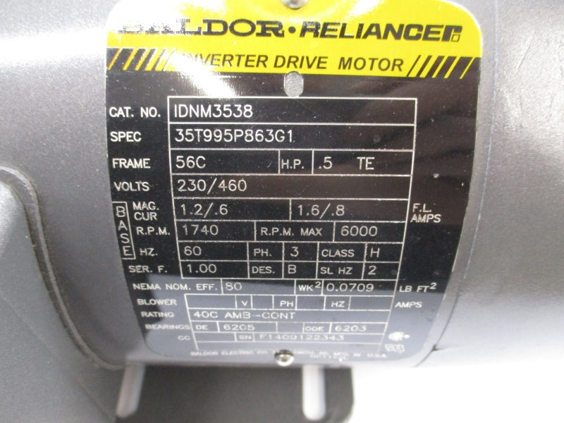 BALDOR IDNM3538 35T995P863G1 230/460V 1.6/.8A NSNP