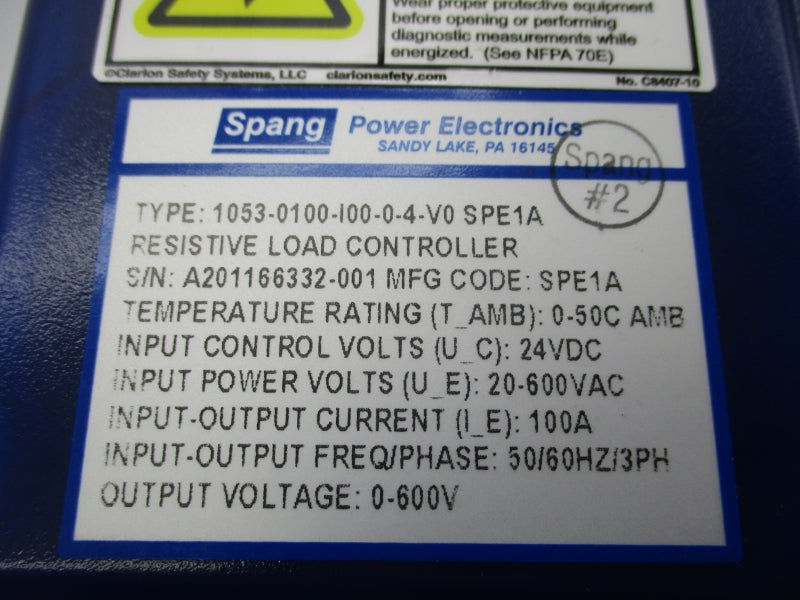 SPANG 1053-0100-I00-0-4-V0 SPE1A 20-600VAC 100A NSNP