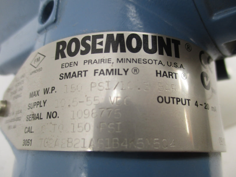 ROSEMOUNT 3051TG2A2B21A51B4K5M5Q4 10.5-55VDC 0-150PSI NSNP