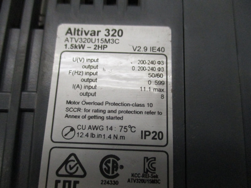 SCHNEIDER ELECTRIC ATV320U15M3C 200-240V 11.1A (AS PICTURED) NSNP