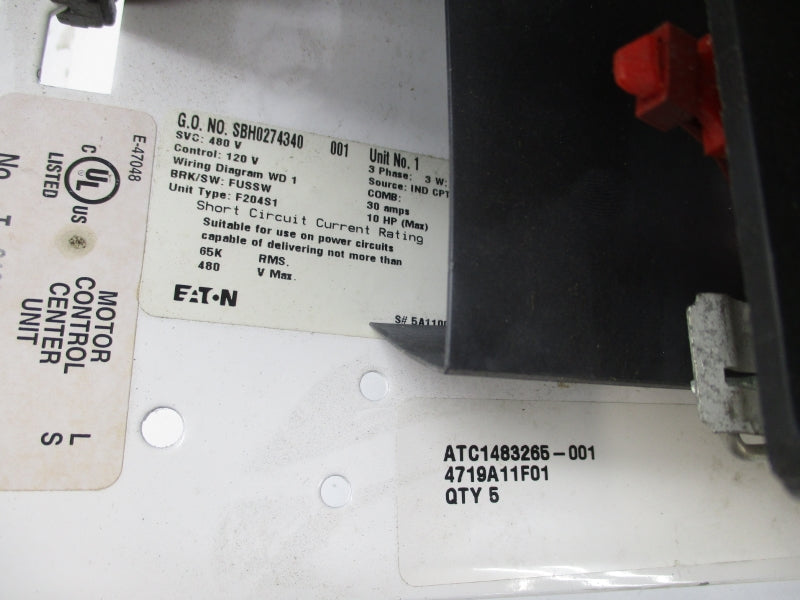 EATON ATC1483265-001 4719A11F01 480V 30A NSNP