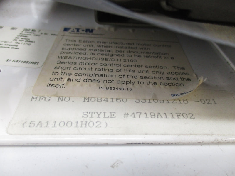 EATON M084160 4719A11F02 480V 60A NSNP