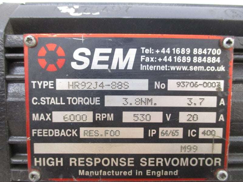 SEM HR92J4-88S 93706-0007 530V 20A 3.7A UNMP