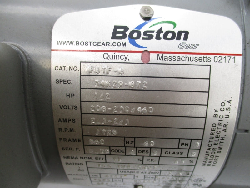 BOSTON GEAR FUTF-B 34K29-872 208-230/460V 2.1-2/1A NSNP