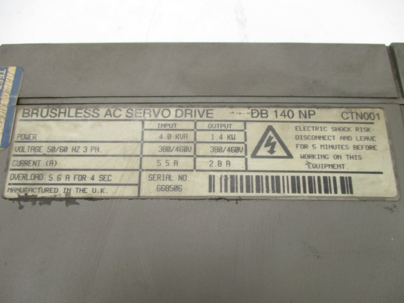 CONTROL TECHNIQUES DB140NP 380/460V 5.5A (AS PICTURED) UNMP