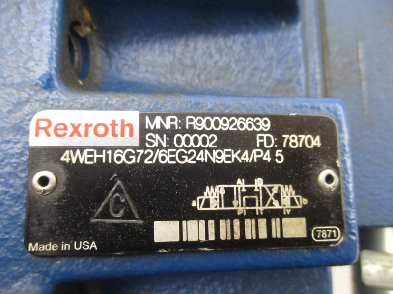 REXROTH 4WEH16G72/6EG24N9EK4/P45 R900926639 24VDC 1.25A UNMP