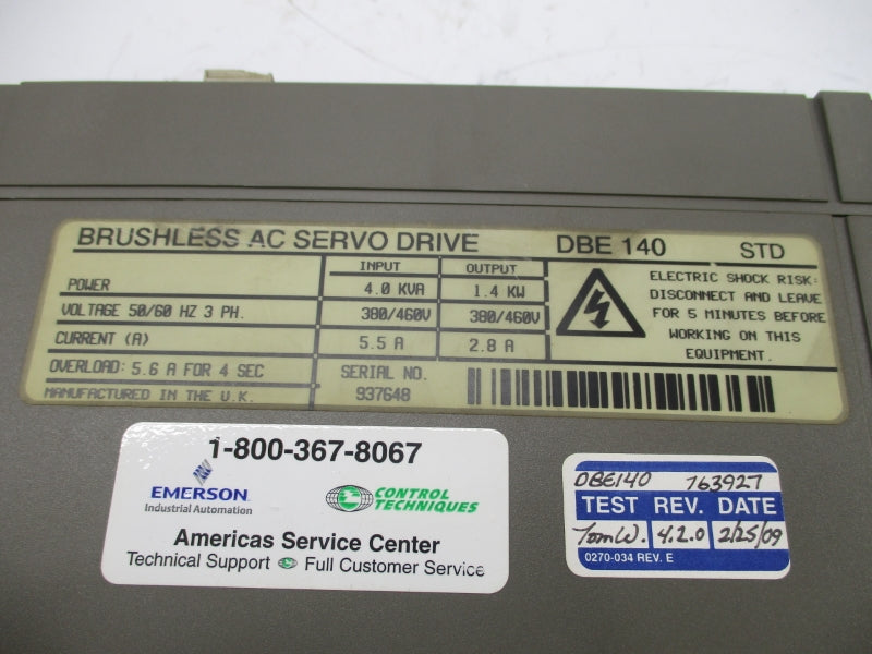 CONTROL TECHNIQUES DBE140STD 380/460V 5.5A UNMP