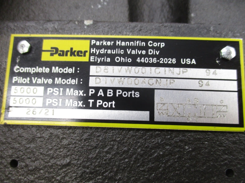 PARKER D81VW001C1NJP 24VDC 1.39A 5000PSI NSNP