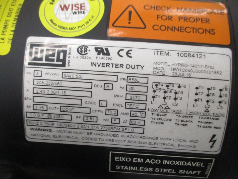 PENTAIR CSMBV633T 208-230/460V 2.40-2.30/1.15A NSNP