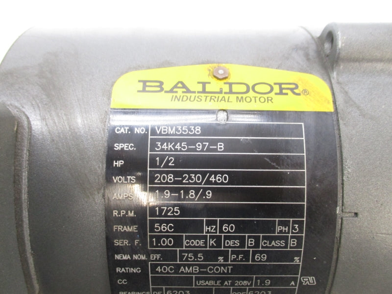 BALDOR VBM3538 F713-15-B5-J 208-230/460V 1.9-1.8/.9A UNMP