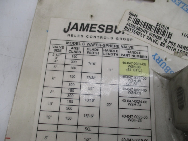 JAMESBURY WSH-36 40-047-0031-00 11" NSMP