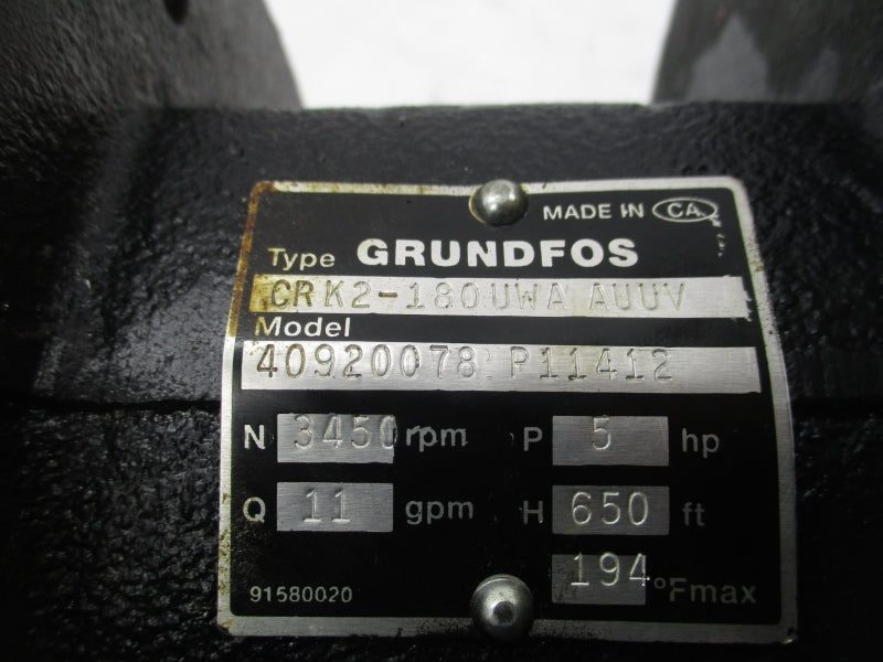 GRUNDFOS CRK2-180UWAAUUV 40920078P11412 (AS PICTURED) UNMP