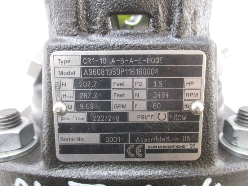 GRUNDFOS CR1-10A-B-A-E-HQQE A96081959P116160001 232PSI (AS PICTURED) NSNP