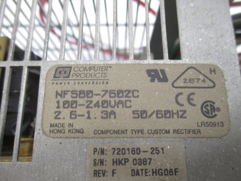 COMPUTER PRODUCTS NFS80-7602C 720160-251 100-240VAC 2.6-1.3A UNMP