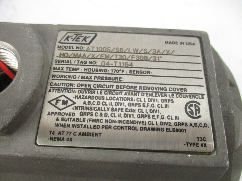 K-TEK AT100S/S6/LW/S/3A/X/H0/M4A/X/FM/T30/F30B/31"  170'F (AS PICTURED) UNMP