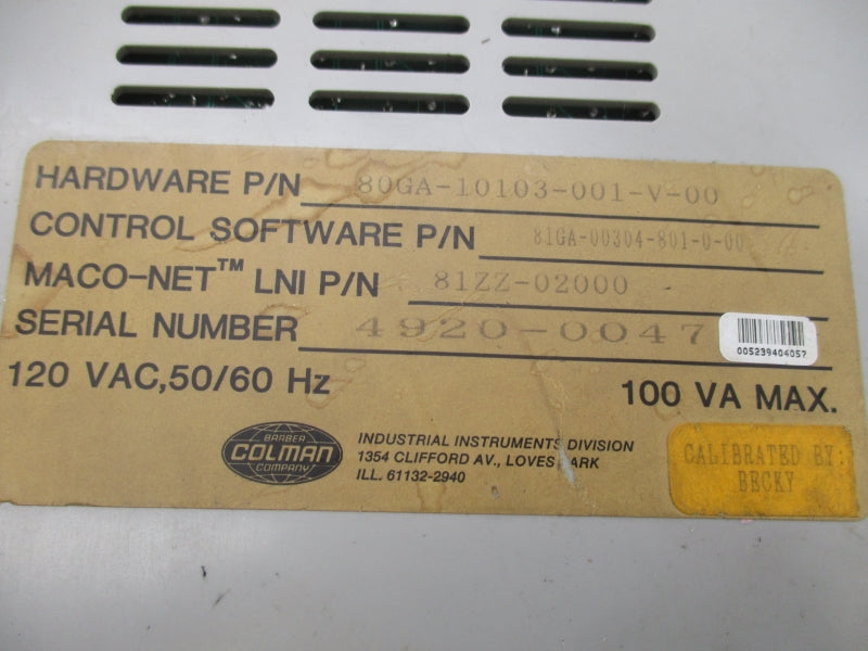 BARBER COLMAN 80GA-10103-001-V-00 120VAC (AS PICTURED) UNMP