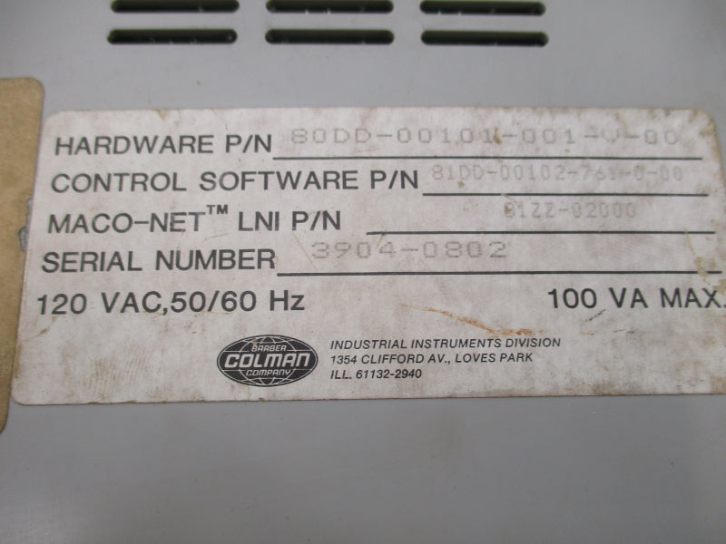 BARBER COLMAN 80DD-00101-001-V-00 120VAC UNMP