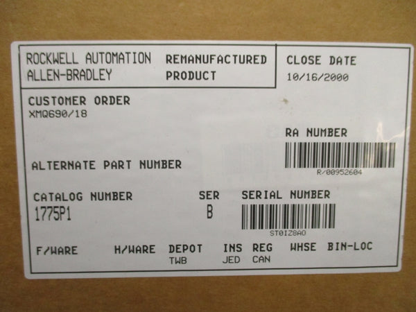 ALLEN BRADLEY 1775-P1 96536802 SER. B 115/230VAC 6/3A REMAN