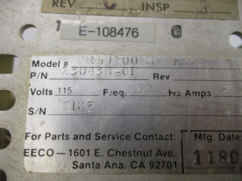 EECO TRS9200BBDED 230438-01 115V 2A (AS PICTURED) UNMP