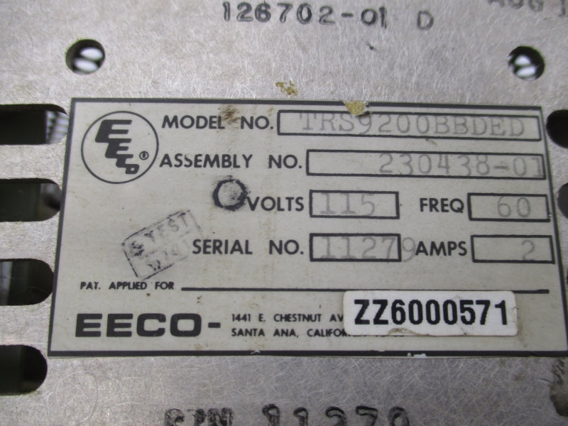 EECO TRS9200BBDED 230438-01 115V 2A UNMP