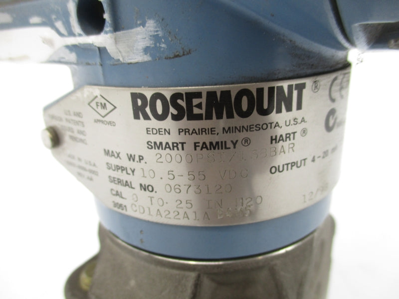 ROSEMOUNT 3051CD1A22A1AB4M5 10.5-55VDC 2000PSI UNMP
