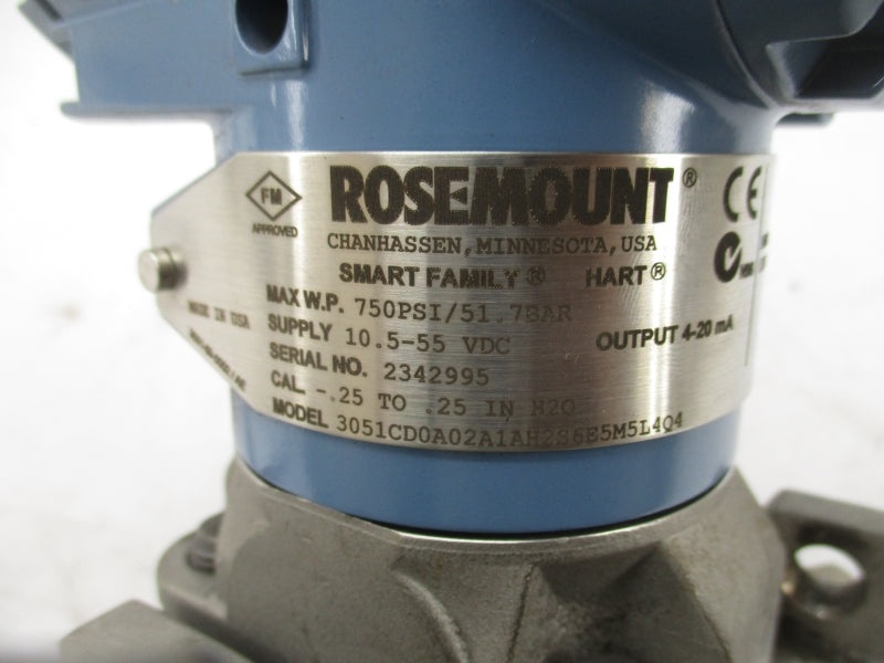 ROSEMOUNT 3051CD0A02A1AH2S6E5M5L4Q4 10.5-55VDC 750PSI UNMP