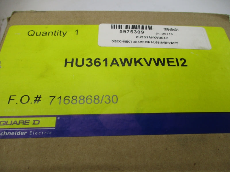 SQUARE D HU361AWKVWEI2 600V 30A NSFS