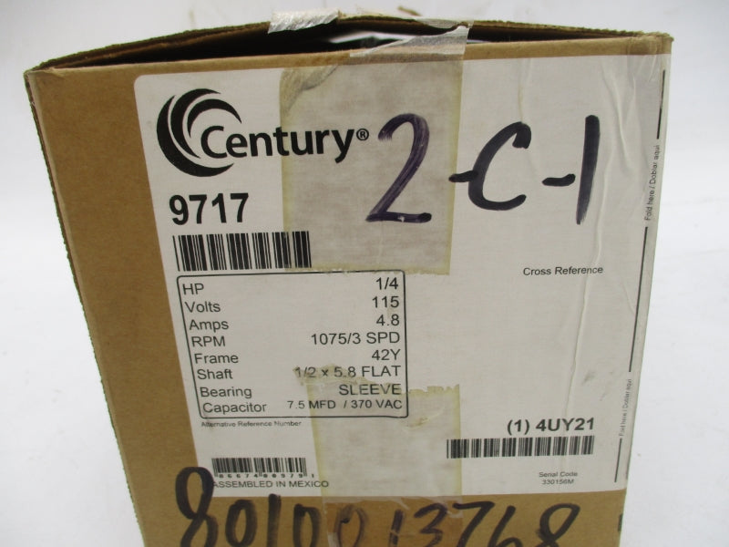 CENTURY 9717 DE3H036N 115V 4.8A NSMP