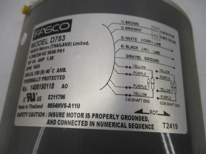 FASCO D783 208/230V 1.58A NSMP