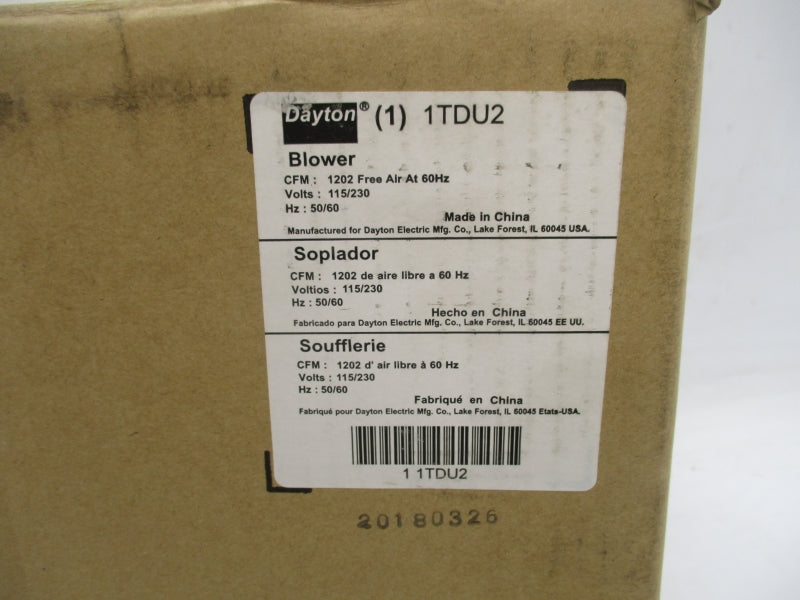 DAYTON 1TDU2 115/230V 4.8/2.5-7.3/3.7A NSMP
