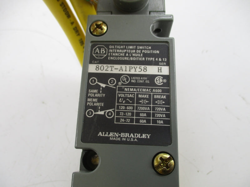 ALLEN BRADLEY 802T-A1PY58 SER. H 600VAC (BR/WH) NSMP